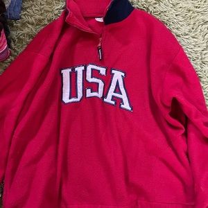 oversized red white and blue USA fleece size XL
